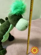 Велика м'яка  іграшка   в'язана   зелена Динозавр дракон  плюшева ручна робота