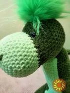Велика м'яка  іграшка   в'язана   зелена Динозавр дракон  плюшева ручна робота