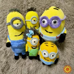 Міньйон Боб 33 см в'язана  м'яка іграшка  плюшева  ручна робота