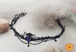 Фейрі чорний ланцюжки підвіски діадема фентезі казкові корона обруч волосся ельфійське івент сцена