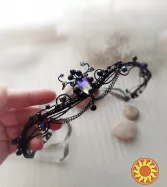 Фейрі чорний ланцюжки підвіски діадема фентезі казкові корона обруч волосся ельфійське івент сцена