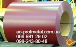 Лист оцинкованный 0.4 мм РАЛ 3005 бордовый глянец.