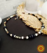 Чокер намисто кокос бірюза агат яшма далматин леопард принт етно унісекс кольє дерев'яне намисто