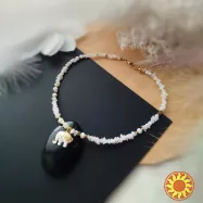 Слон чокер намисто кольє нефрит жадеїт білий камінь мінерал захист подарунок стиль на шию