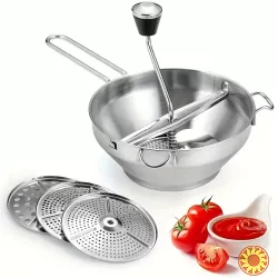 Ручний кухонний комбайн з нержавіючої сталі.