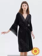 Жіночий чорний халат з мереживом "Amour" (60047) (арт. 1347)