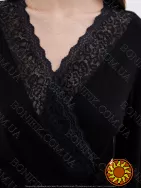 Жіночий чорний халат з мереживом "Amour" (60047) (арт. 1347)
