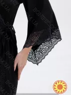 Жіночий чорний халат з мереживом "Amour" (60047) (арт. 1347)