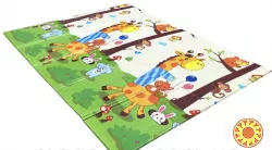 Дитячий складний килимок двосторонній Місто дорога/тваринки 200х150х1см +сумка