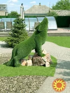 Воющий волк, топиарная фигура на заказ из искусственного газона