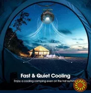 Портативний вентилятор з LED-світлом, акумулятор 5200 мАг, з дистанційним керуванням