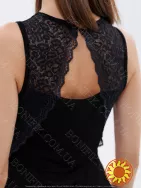 Жіноча чорна нічна сорочка з мереживом на широкій бретелі "Amour" (60047) (арт. 1669)