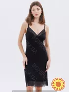 Нічна сорочка чорна з мереживом на тонких бретелях "Amour" (60047) (арт. 1348)