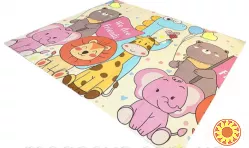 Дитячий складний килимок двосторонній Звіри з кульками/Гори з жирафом 200х180х1см +сумка