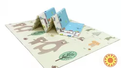 Дитячий складний килимок двостороннiй Лісові тварини/Дороги 180х150+сумка