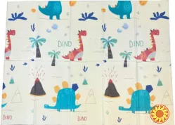 Дитячий складний килимок двосторонній Динозаври 200х150х1см +сумка