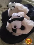 Шльопанці з хутра та з м'якою іграшкою