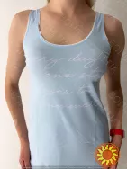 Жіночий блакитний сарафан з принтом-написом (16334) (арт. 1846)