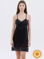 Чорна нічна сорочка з мереживними вставками (60047) (арт. 1671)