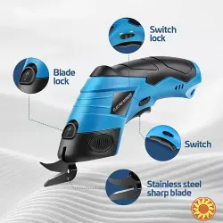 Бездротові електричні ножиці для тканин, картону та шкіри.