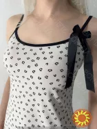 Нічна сорочка на тонких бретелях з бантом та принтом "Leo" (16177) (арт. 1571)