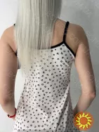 Нічна сорочка на тонких бретелях з бантом та принтом "Leo" (16177) (арт. 1571)