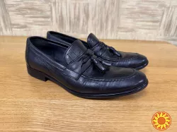 Чорні шкіряні чоловічі лофери туфлі etor