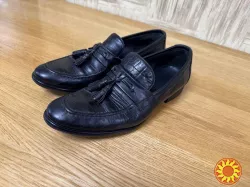 Чорні шкіряні чоловічі лофери туфлі etor