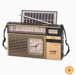 Портативний акумуляторний радіоприймач з годинником, сонячною панеллю, USB/TF/MP3 та TWS-зв'язком