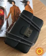 furla сумка черная маленькая кросс боди женская на цепочке Италия нат. гладкая кожа TS000026