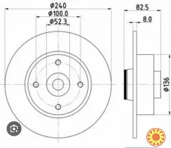 Бу тормозной диск задний Renault, 7701207823, 432005338R , 8660001811, 8671018106 Megane 2, Clio 3, Modus, 240x25x7.5