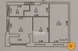 Продам квартиру в будинку із червоної цегли. Загальна площа 54 кв.м, зручне планування.