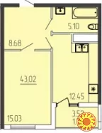 Терміновий продаж 1 кімн квартира в Новобуді 41 тис у.о.