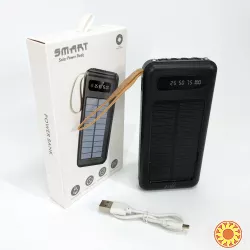 Повербанк Solar Smart   на сонячній батареї 20000mAh з індикатором заряду Білий Чорний