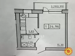 1 кімн. квартира. 25 м2. Ремонт