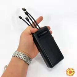 Портативний зарядний пристрій на 20000mAh, Power Bank на сонячній батареї, Колір: чорний синiй