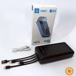 Портативний зарядний пристрій на 20000mAh, Power Bank на сонячній батареї, Колір: чорний синiй