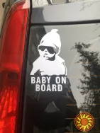 Наклейка Baby on board Белая светоотражающая на авто