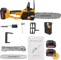 Акумуляторна ланцюгова пилка в кейсі 12 inch Electric SAW YELLOW 1600Вт 21V Li-Ion