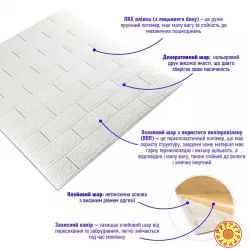3D панель самоклеюча цегла Біла 700х770х3мм (001-3) SW-00000174