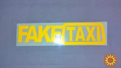 Наклейка на авто или мото FakeTaxi Жёлтая светоотражающая