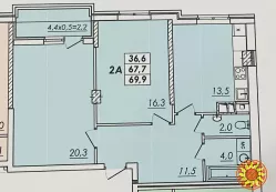 2 кімн. квартира 70 м2 Будинок зданий