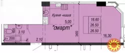 Пропонується до продажу однокімнатна квартира у новому житловому комплексі.