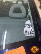 Наклейка на авто Baby on board Белая светоотражающая