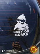 Наклейка на авто Baby on board Белая светоотражающая