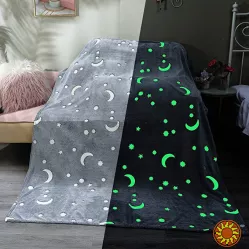 Плед, що світиться в темряві, плюшеве покривало Blanket kids Magic Star 150х100 см флісова ковдра. Колір: сірий