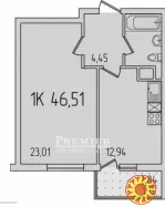 Продам 1 кімнатну квартиру площею 46 кв.м. на Сахарова.