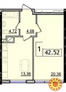 Пропонується до продажу однокімнатна квартира в новому будинку.