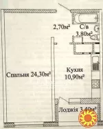 Пропонується до продажу однокімнатна квартира