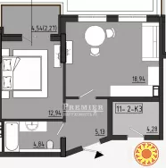 продажу 1-кімнатна квартира або євродвушка 44.14 кв. метра в новому сучасному комплексі, розташованому в одному із найкращих районів Одеси